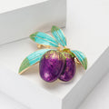 Double Olive Enamel Brooch With Turquoise Leaves in Two Colors view 3