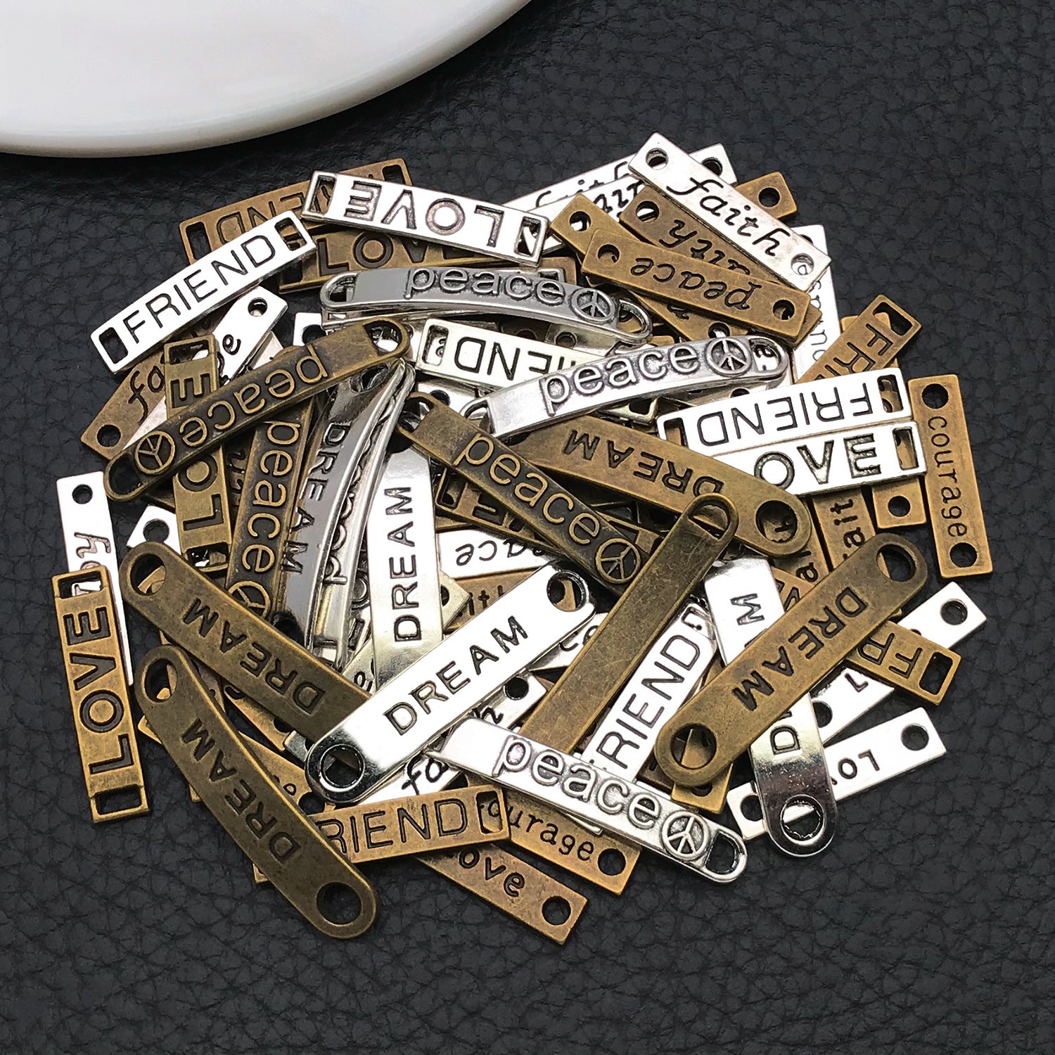 Zinc Alloy LOVE Letter Bar Connector Charm with Double Holes for DIY Bracelet Jewelry