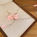 Fabric Flower and Crystal Drop Necklace in Four Pastel Colors view 8