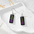 Silver Hook Black Resin Pressed Flower Earrings in Eight Designs view 2
