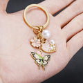Pink Blue and Purple Heart Pearl Flower Butterfly Keychain Collection view 3