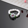Faux Pearl Beaded Crystal Flower Stretch Rings in Eight Colors view 6