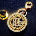 Rotating Chinese Character Medallion Keychains with Braided Loop Options view 11