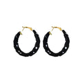 Fabric Wrapped Polka Dot Hoop Earrings in Three Colors view 5