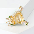 Green Enamel Crowned Frog Brooch with Detailed Metal-tone Finish view 3