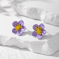 Layered Metal Flower Stud Earrings in Five Color Options view 7