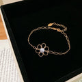 Gold Silver Openwork Flower Pearl Necklace Bracelet Chain view 7
