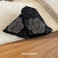 Black Fabric Flower Crystal Embellished Claw Hair Clip view 4