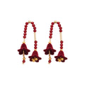 Dusty Pink Floral Beaded Bell Drop Earrings With Decorative Metal Details view 5