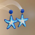 Blue Starfish Statement Stud Earrings for Women Fashion Jewelry view 6