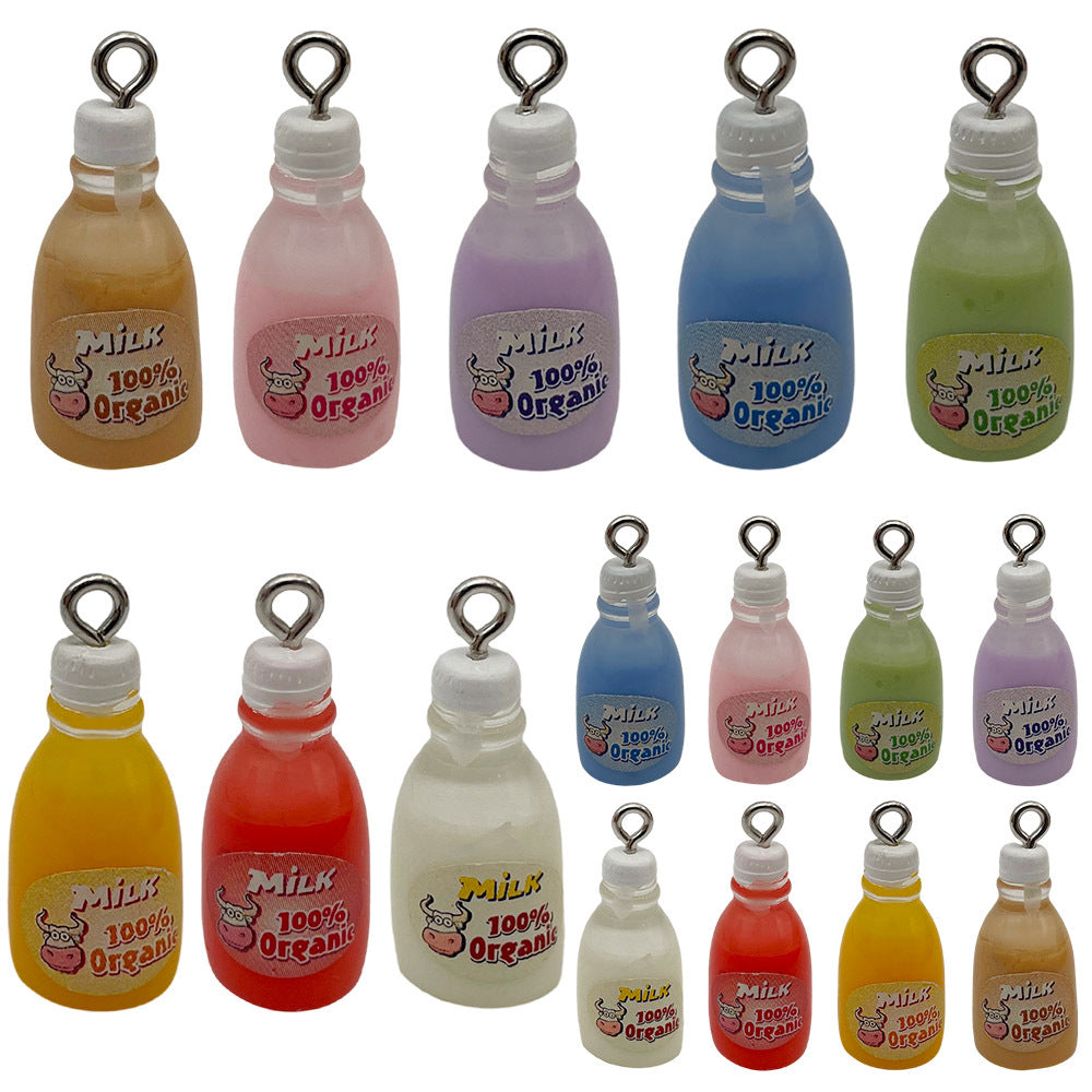 Resin 3D Milk Bottle Charm Pendant for DIY Bag Charm Phone Strap Jewelry Accessories