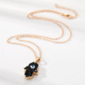 Gold Tone Black and White Druzy Hamsa Blue Evil Eye Pendant Necklaces view 4