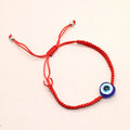 Red Braided Cord Heart Blue Evil Eye Adjustable Bracelet view 2