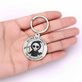 Delightful Grim Reaper Round Wood Plaque Split Ring Keychain view 4