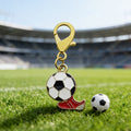 Enamel Soccer Ball Red Cleat Keychain Gold Lobster Clasp view 3