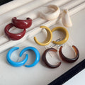 Four Color Chunky Curved C Hoop Statement Stud Earrings view 1