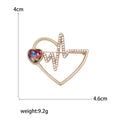 Heart Electrocardiogram Brooch Open Frame Rhinestone Line view 5