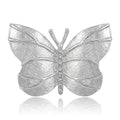 Gold Silver Hammered Butterfly Brooch Clear Crystal Body view 2