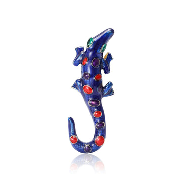 Enamel Crocodile Brooch Color Cabochon Spots Animal Pin