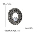 Braided Oval Crystal Brooch With White Pearl Accent view 5