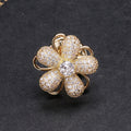 Gold Tone Crystal Flower Brooch with Open Loop Petals view 4