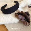 Black Wide Padded Fabric Headband Solid Hair Accessory view 3