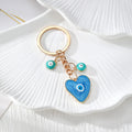 Enamel Heart Evil Eye Keychains with Beaded Chain Drops in Five Colors view 3