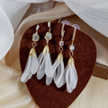 Petal and Round Accent Long Statement Drop Earrings view 1