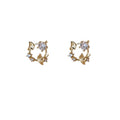 Gold Ginkgo Leaf Circle Stud Earrings Clear Crystal Accents view 5