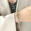 Gold Steel Paperclip Zircon Toggle Necklace Bracelet Styles view 7