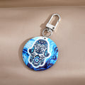 Silver Tone Round Printed Hamsa Eye Clip Keychains in Eight Designs view 9