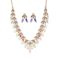 Black Silver Tone Lock Crystal Four Designs Metal Necklace and Earring Set view 5