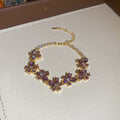 Flower Zircon Bracelet and Open Ring Gold Silver Tones view 7