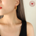 Spiral Coil Ring U-Shape Hoop Earrings Gold Steel Pair view 3