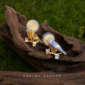 Gold Tone Blue Bird Branch Earrings In Stud And Clip Styles view 6