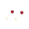 Red Ball Gold Tone Straight Bar Extra Long Stud Earrings view 5