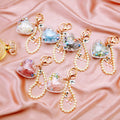 Clear Heart Preserved Flower Keychains with Pearl Loops in Six Colors view 1