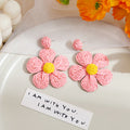 Seven Color Woven Five Petal Flower Statement Earrings view 2