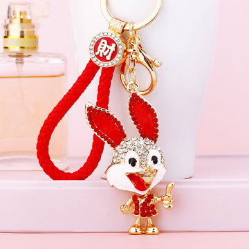Thumbs Up Rabbit Keychains in Three Colors with Braided and Clasp Free Loops