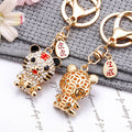 Jeweled Zodiac Tiger Keychain with Gold Tone Ring and Lobster Clasp view 3