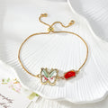 Gold Tone Pressed Flower Butterfly Slider Bracelets in Six Designs view 7