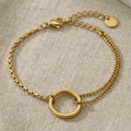 Circle Center Double Chain Bracelets in Gold and Silver Tone view 2