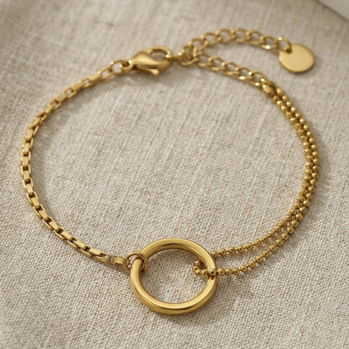 Display view of circle center double chain bracelets in main image 2.