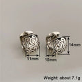 Antique Silver Wide Square Filigree Swirl Huggie Hoop Earrings view 4