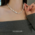 Silver Scrap Metal Pearl Geometric Chain Necklace Bracelet Mix view 7
