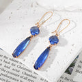 Round and Teardrop Double Glass Dangle Earrings Gold Hooks 8 Colors view 8