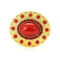 Gold Tone Oval Cabochon Brooch Yellow Green Red Blue view 5