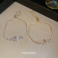 Silver Tone Rectangle Crystal Link Slider Bracelet With Unlisted Gold view 3