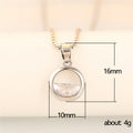 Silver Tone Circle Pendant Half Clear Stone Box Chain Necklace view 5