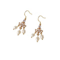 Gold Tone Scroll Branch Purple Stone And Pearl Drop Earrings view 5